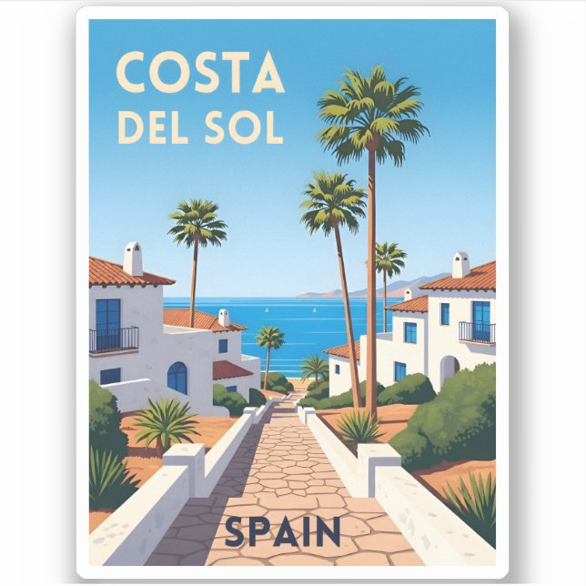 Sticker Vintage voyage rétro Costa Del Sol Espagne Balnéai (Devant)