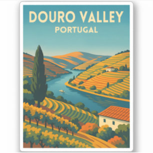 Sticker Vintage voyage rétro Douro Valley Portugal Pittore