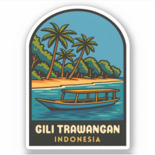 Sticker Vintage voyage rétro Gili Trawangan Indonésie