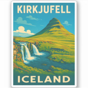 Sticker Vintage voyage rétro Islande Montagne Kirkjufell