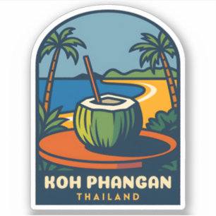 Sticker Vintage voyage rétro Koh Phangan Island Thaïlande