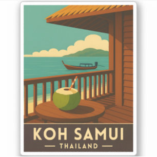 Sticker Vintage voyage rétro Koh Samui Island Thaïlande