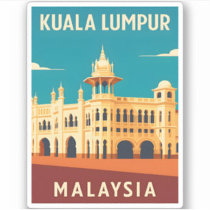 Sticker Vintage voyage rétro Kuala Lumpur Malaisie