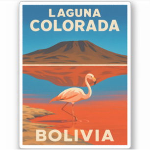 Sticker Vintage voyage rétro Laguna Colorada Bolivie