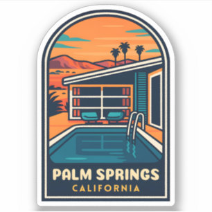Sticker Vintage voyage rétro Palm Springs Californie