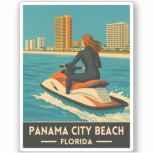 Sticker Vintage voyage rétro Panama City Plage Floride