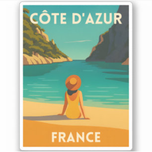 Sticker Vintage voyage Rétro Plage Côte d'Azur