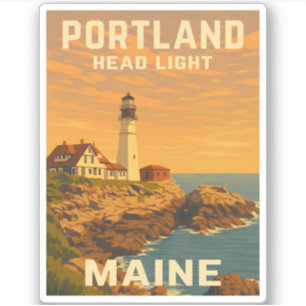 Sticker Vintage voyage rétro Portland Maine Phare