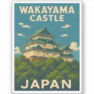 Sticker Vintage voyage rétro Wakayama Castle Japon