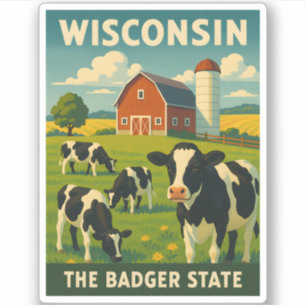 Sticker Vintage voyage rétro Wisconsin Dairy Farm Pittores
