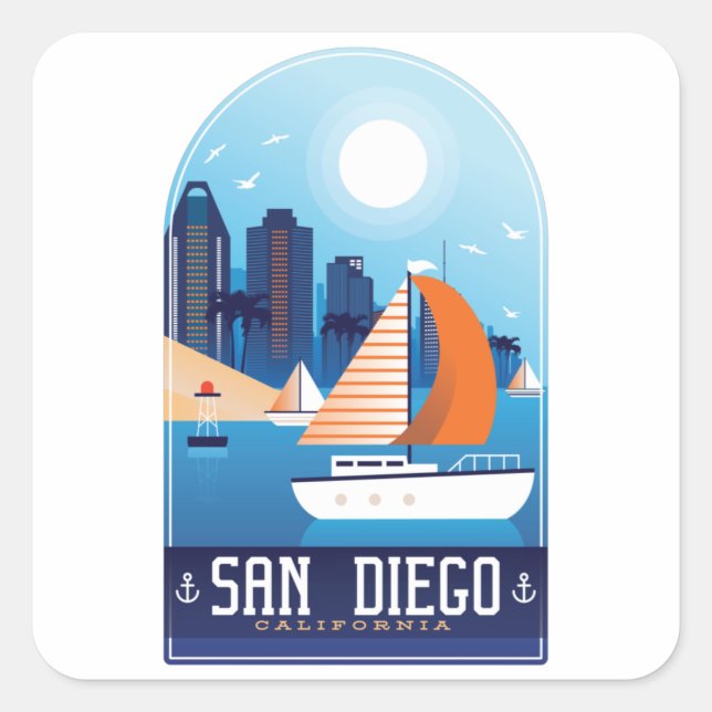 Sticker Vintage voyage San Diego California (Devant)