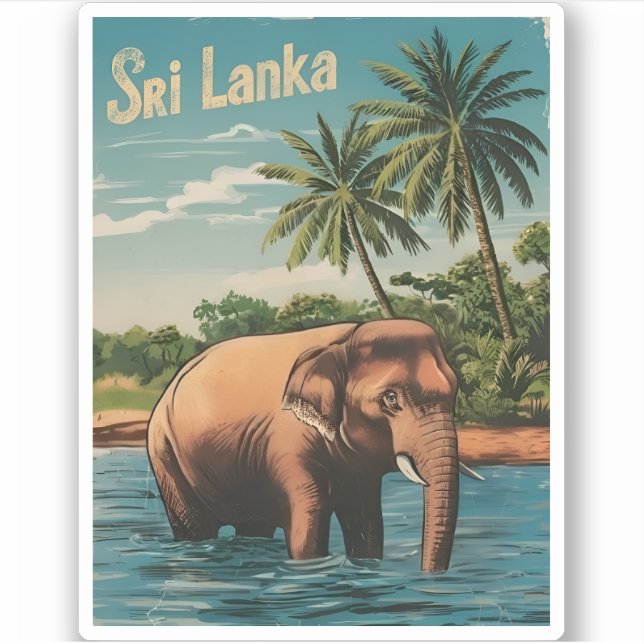 Sticker Vintage voyage Sri Lanka Ceylon Retro Pittoresque (Devant)