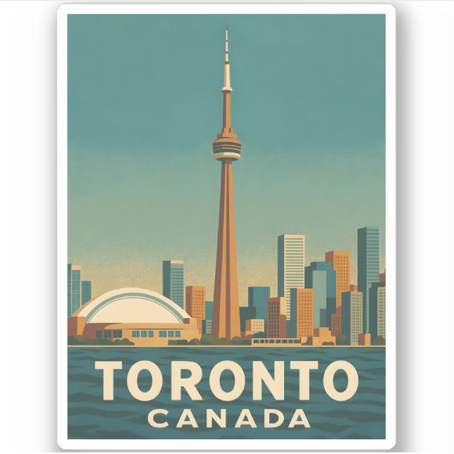 Sticker Vintage voyage Toronto Canada Skyline Retro Pittor (Devant)