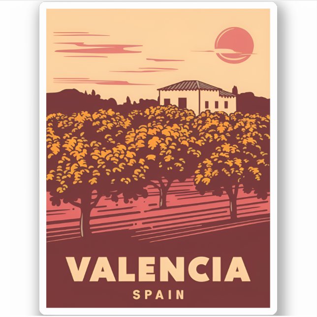 Sticker Vintage voyage Valencia Espagne Paysage rétro (Devant)