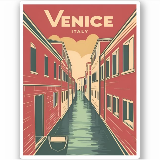 Sticker Vintage voyage Venise Italie Retro Graphisme (Devant)