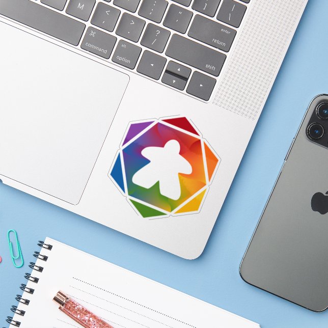 Sticker Vinyl Meeple (Ordinateur portable avec iPhone)
