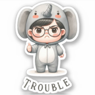 Sticker Vinyl mignonne "Boy In Elephant Suit/Trouble"