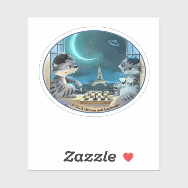 Sticker Vinyl Oval de Paris de nuit - Happy (Var) (Feuille)