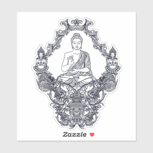 STICKER VINYLE COUPÉ PERSONNALISÉ : BUDDHA (Feuille)