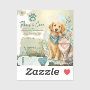 Sticker Vinyle de gardien de chiens et de chats mignon Gar