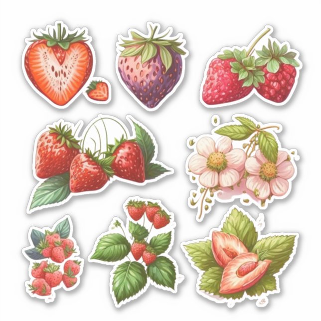 Sticker Vinyle de Patch de Fraise (Devant)