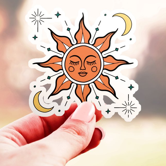 Sticker Vinyle de soleil céleste et de lune (Créateur téléchargé)
