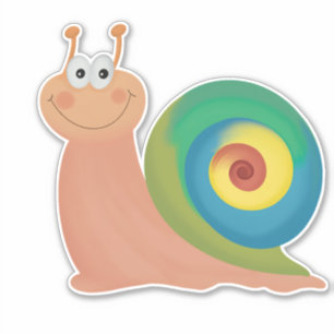 sticker vinyle d'escargot arc-en-ciel mignon