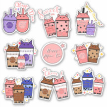 Sticker vinyle Kawaii Meow Tea Cup