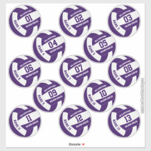 Sticker violet blanc de l'équipe couleurs volleyball joueu