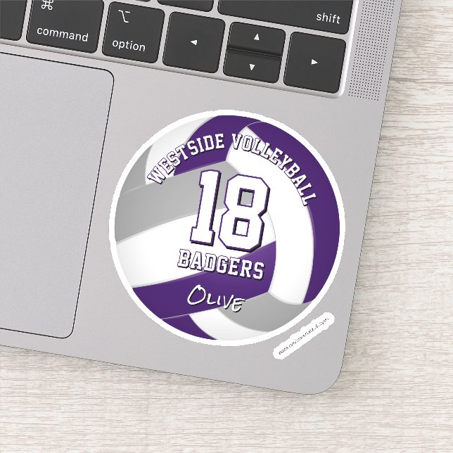 Sticker violet gris équipe couleurs volley joueur (Détail)