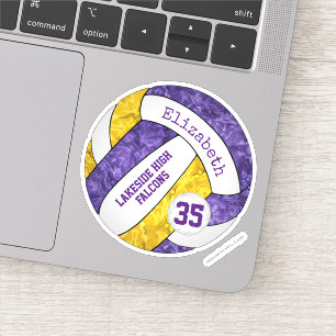 Sticker violet or filles volley-ball avec nom de la mascot