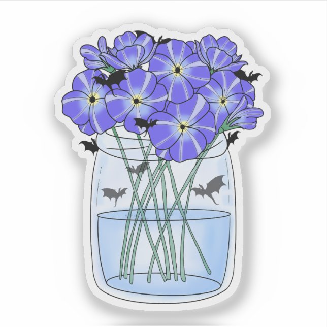 Sticker Violets dans un pot avec de petits dragons (Devant)