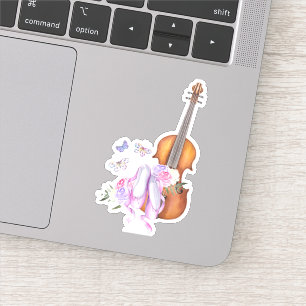 Sticker Violon, Chaussures de Ballet, Fleurs et Papillons