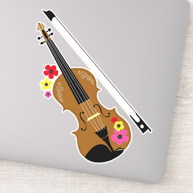 Sticker Violon et fleurs, Joli violoniste (Détail)