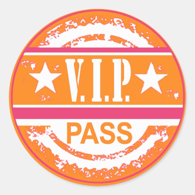Sticker VIP Pass Party (rose citrouille chaud) (Devant)