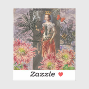 Sticker Virgo Woman Portrait Antique Coloré Riche