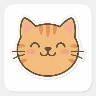 Sticker Visage Chat Souriant - Kawaii Sty Cartoon