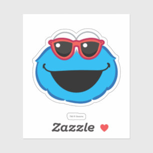 Sticker Visage de sourire de biscuit avec des lunettes de