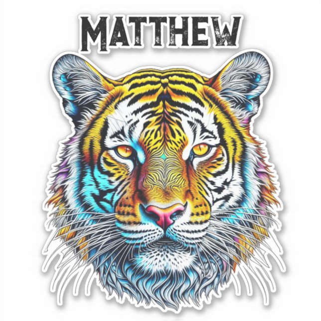 Sticker Visage de tigre Abstrait cool personnalisé (Devant)