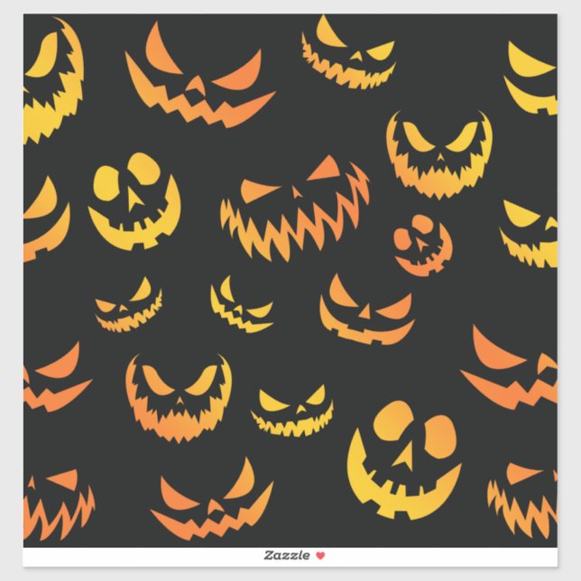 Sticker Visage du Citrouille Jack-o'-lantern (Feuille)