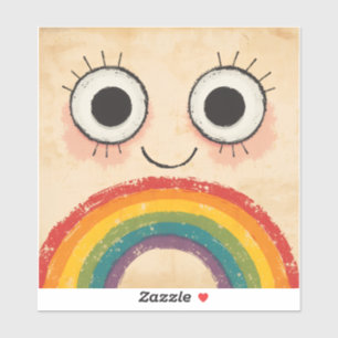 STICKER VISAGE HEUREUX ARC-EN-CIEL