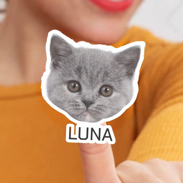Sticker Visage photo de chat personnalisé (Créateur téléchargé)