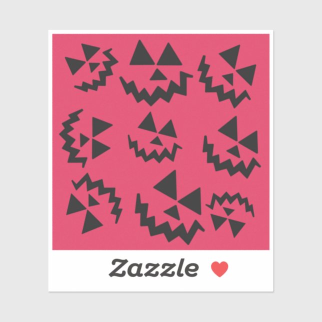 Sticker Visages de lanterne rose et noir Jack o’ (Feuille)