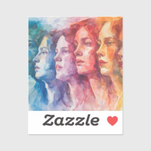 Sticker Visages des femmes - Peinture aquarelle