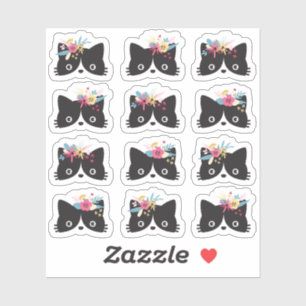Sticker Visages noirs et blancs de chat de smoking avec