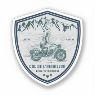 Sticker Visite en moto du Col de l'Aiguillon alpes suisses