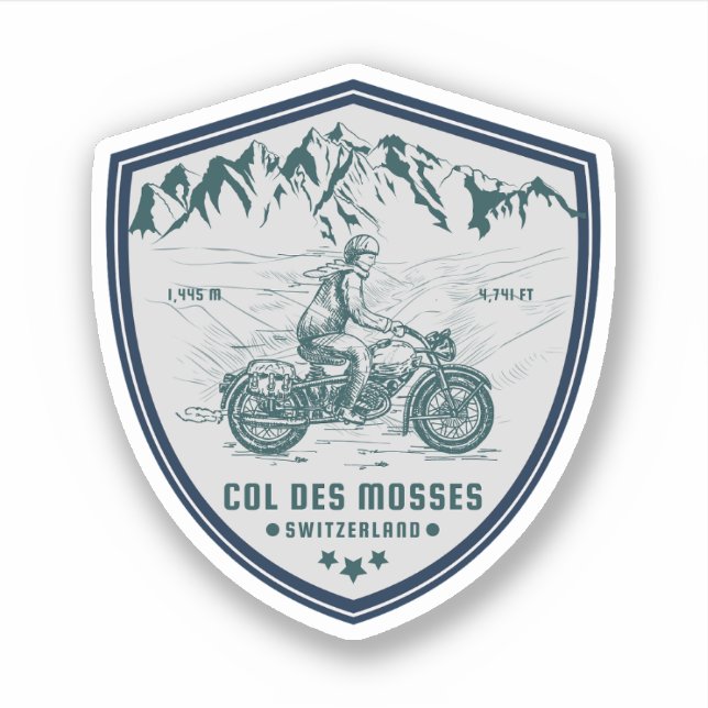 Sticker Visite en moto du Col des Mosses alpes suisses (Devant)