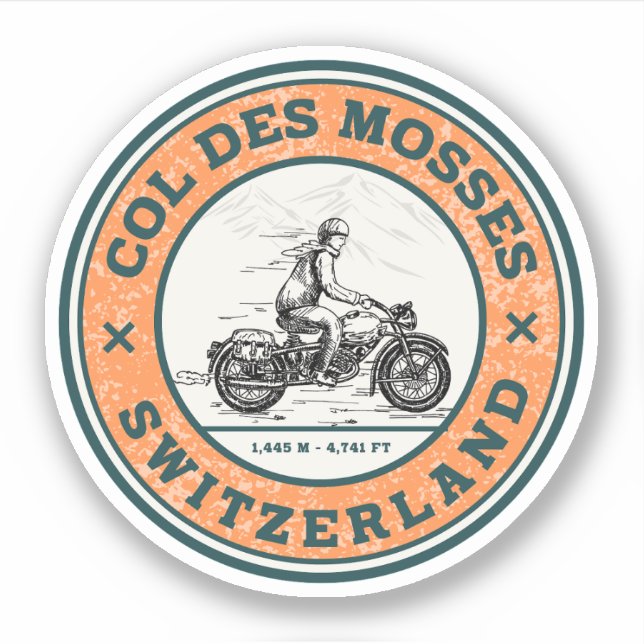 Sticker Visite en moto du Col des Mosses alpes suisses (Devant)