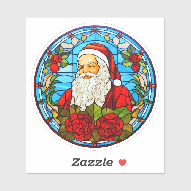 Sticker Vitrail ornement Père Noël de Noël-67673 (Feuille)