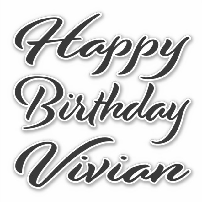 Sticker Vivian Nom Prénom Anniversaire de la Broderie noir (Devant)